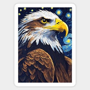 Eagle Animal Painting in a Van Gogh Starry Night Art Style Sticker